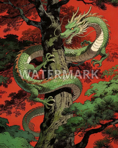Drago verde giapponese 8x10 - verde,